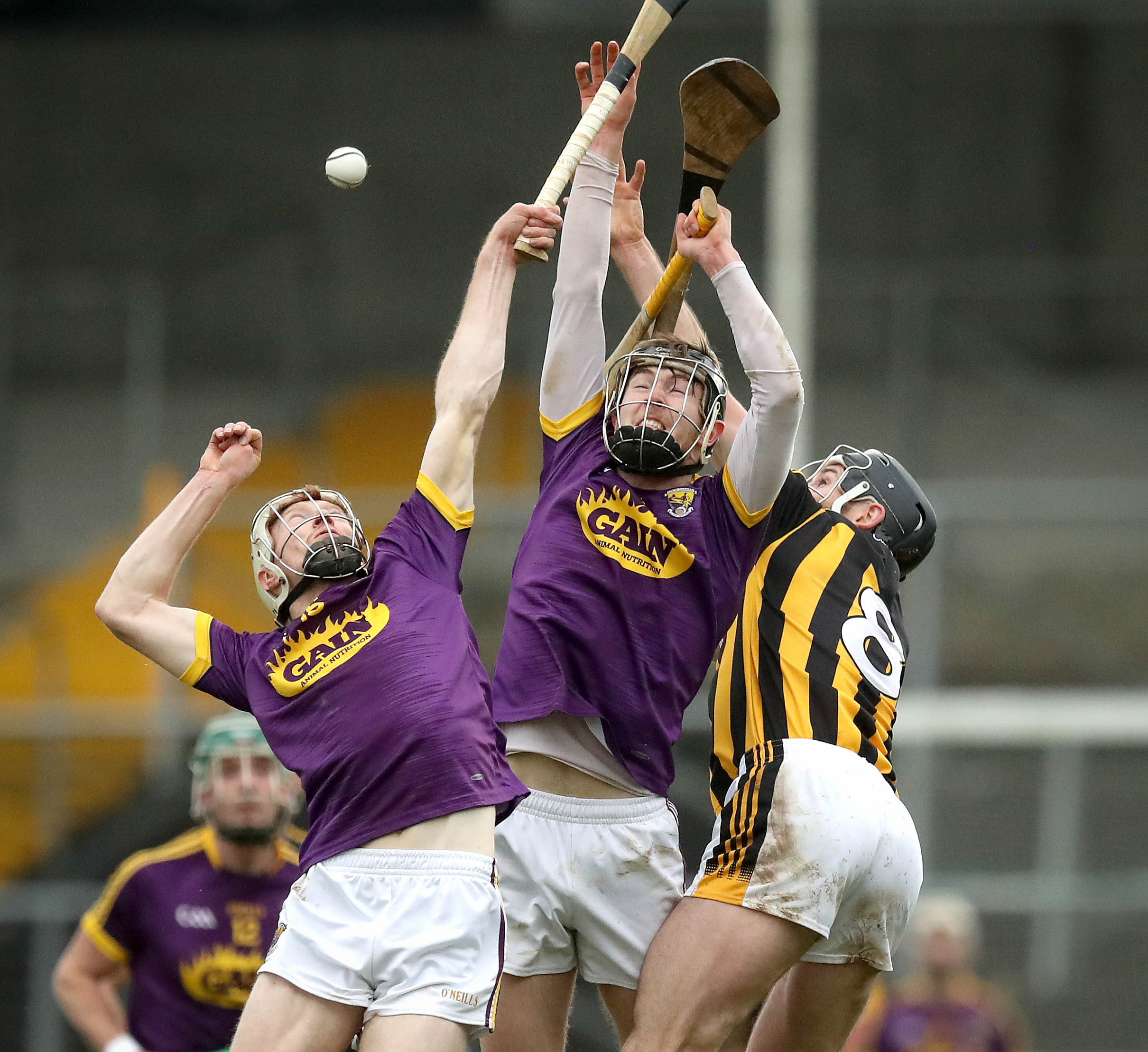 Wexford v Kilkenney hurling action shot