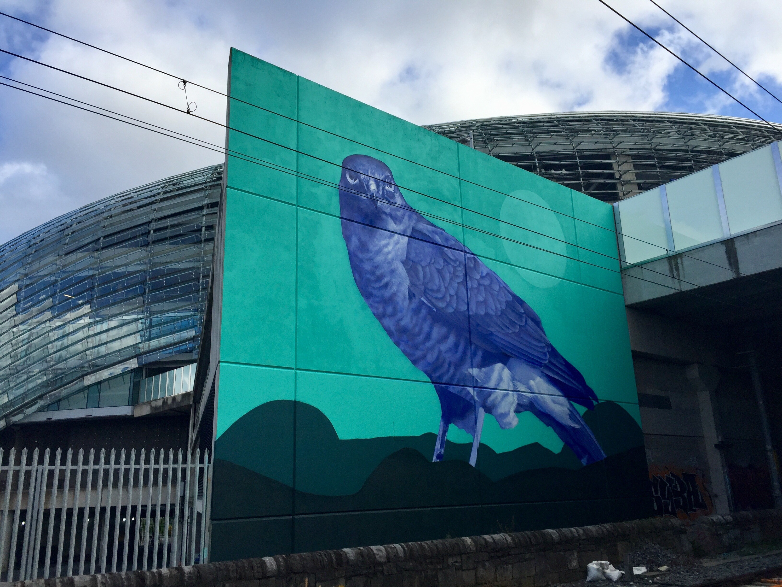 The Hawk image at the northern end of the stadium