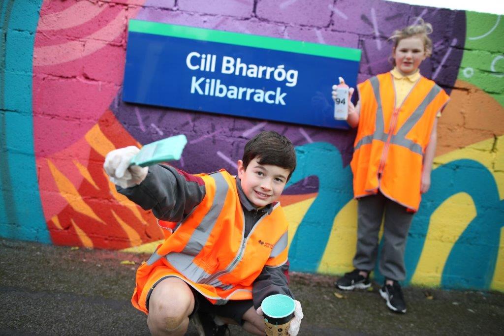 Ethan and Holly were part of a team of 20 young people from Kilbarrack, working on the new station artwork.