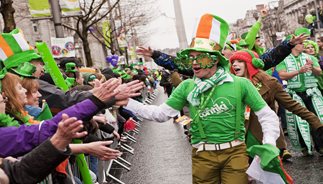 Picture of Festival goers dressed in Irish gear celebrating St. Patrick's Day