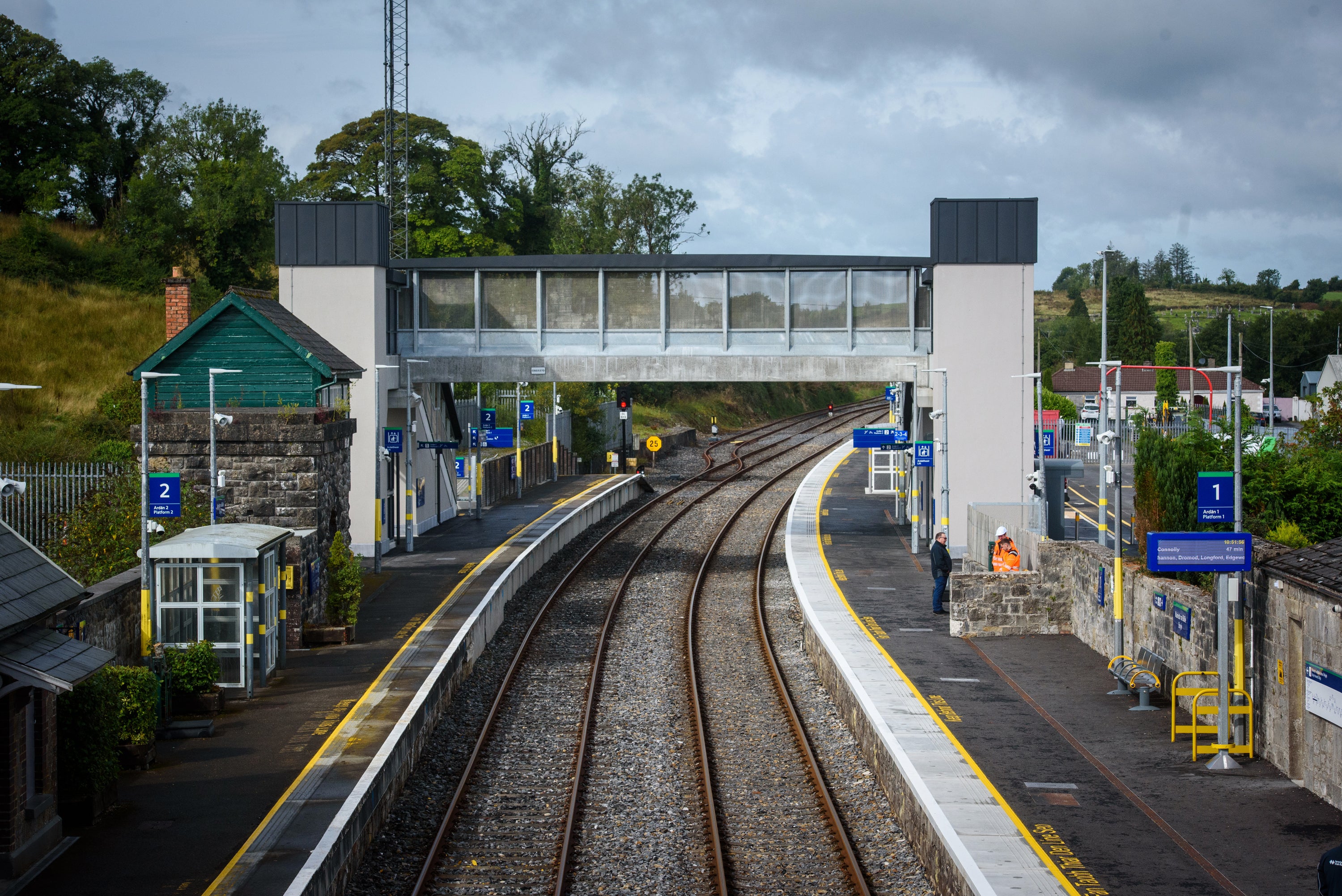 Boyle Station in Co Roscommon, following completion of accessibility upgrade works by Iarnród Éireann. The works, funded by the Department of Transport through the National Transport Authority, included a new footbridge incorporating accessible lifts.