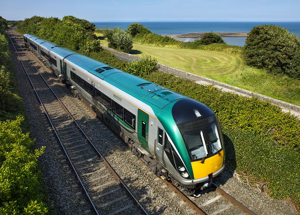 Train passing through Irish countryside