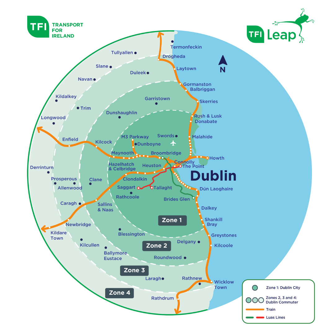 Dublin City and Commuter Zone Map