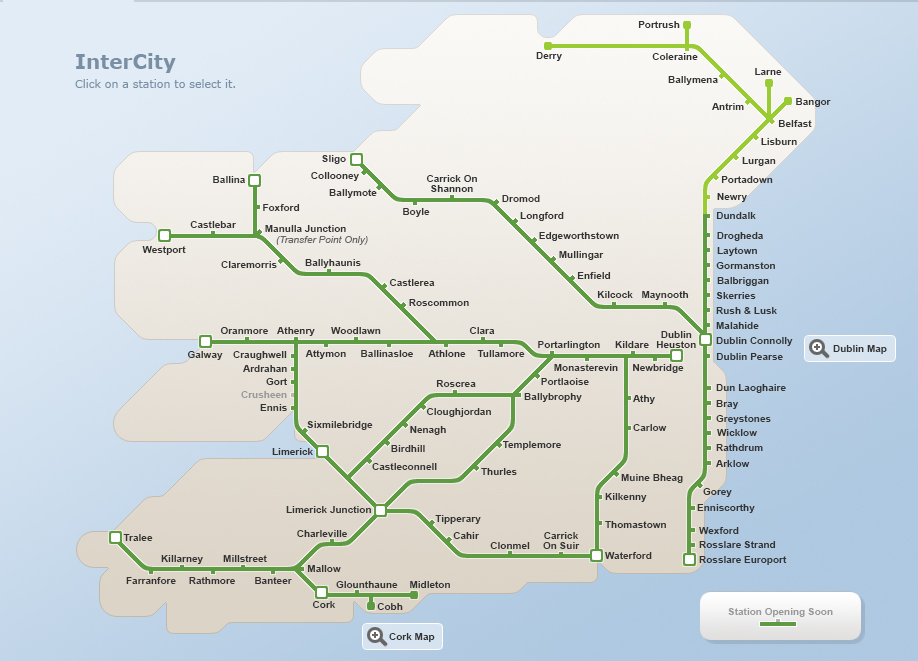 Intercity Map Route Large